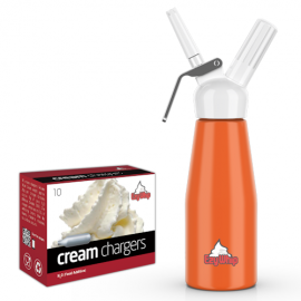 Ezywhip Cream Whipper 0.5L Orange and 10 Pack x 6 (60 Bulbs)