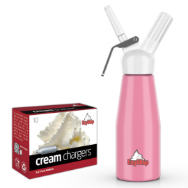 Ezywhip Cream Whipper 0.5L Pink and 10 Pack x 6 (60 Bulbs)