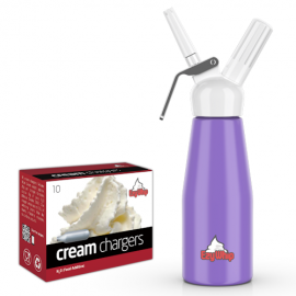 Ezywhip Cream Whipper 0.5L Purple and 10 Pack x 12 (120 Bulbs)