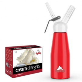 Ezywhip Cream Whipper 0.5L Red and 10 Pack x 12 (120 Bulbs)